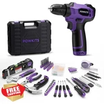 Powkits 8V Purple Cordless Drill 139PC Set. Fixed Price $81.99.