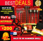 Hilti Te 55 Hammer Drill, Nice Condition, Free Thermo, Fast Ship. Fixed Price $1399.90.