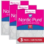 18X24X1 (17 1/2X23 1/2) Nordic Pure Tru Mini Pleat Merv 11 Air Filters Pack. Fixed Price $45.99.
